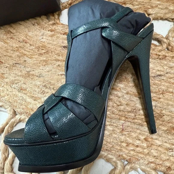Saint Laurent Royal Green Tribute 105 Sandal - Picture 8 of 9